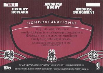 2006-07 Topps Triple Threads - Relics Combos #TTRC-5 Andrea Bargnani / Andrew Bogut / Dwight Howard Back