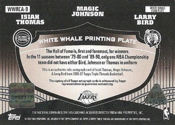 2006-07 Topps Triple Threads - Relics Combos Autographs Press Plates Cyan #TTRCA-9 Larry Bird / Magic Johnson / Isiah Thomas Back