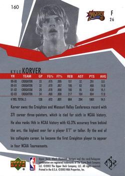 2003-04 Upper Deck Black Diamond #160 Kyle Korver Back