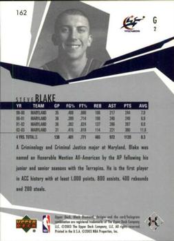 2003-04 Upper Deck Black Diamond #162 Steve Blake Back