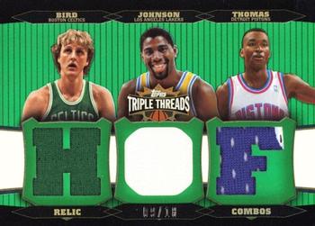 2006-07 Topps Triple Threads - Relics Combos Emerald #TTRC-17 Larry Bird / Magic Johnson / Isiah Thomas Front