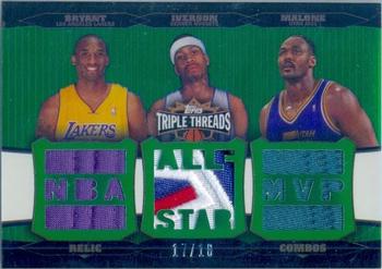 2006-07 Topps Triple Threads - Relics Combos Emerald #TTRC-44 Kobe Bryant / Allen Iverson / Karl Malone Front