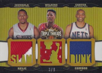2006-07 Topps Triple Threads - Relics Combos Gold #TTRC-24 Andre Iguodala / Dominique Wilkins / Vince Carter Front