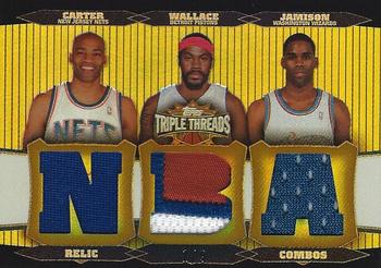 2006-07 Topps Triple Threads - Relics Combos Gold #TTRC-27 Vince Carter / Rasheed Wallace / Antawn Jamison Front
