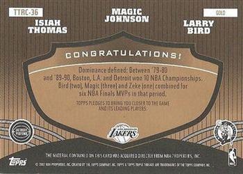 2006-07 Topps Triple Threads - Relics Combos Gold #TTRC-36 Larry Bird / Magic Johnson / Isiah Thomas Back