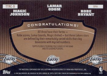 2006-07 Topps Triple Threads - Relics Combos Sepia #TTRC-9 Kobe Bryant / Lamar Odom / Magic Johnson Back
