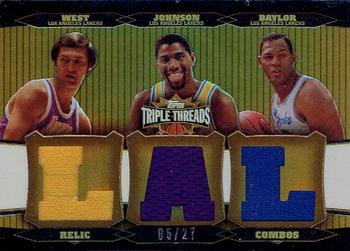 2006-07 Topps Triple Threads - Relics Combos Sepia #TTRC-48 Jerry West / Magic Johnson / Elgin Baylor Front