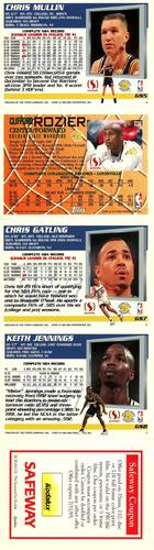 1994-95 Topps Safeway Golden State Warriors - Panels #GS5-GS8 Chris Mullin / Clifford Rozier / Chris Gatling / Keith Jennings Back