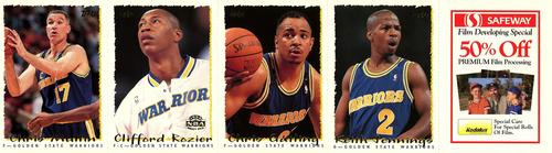1994-95 Topps Safeway Golden State Warriors - Panels #GS5-GS8 Chris Mullin / Clifford Rozier / Chris Gatling / Keith Jennings Front