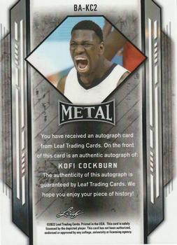 2021-22 Leaf Metal #BA-KC2 Kofi Cockburn Back