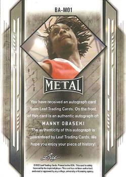 2021-22 Leaf Metal #BA-MO1 Manny Obaseki Back