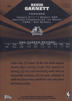 2006-07 Topps Triple Threads - Sepia #18 Kevin Garnett Back