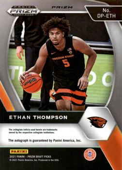 2021 Panini Prizm Draft Picks - Draft Picks Autographs Prizms Orange Ice #DP-ETH Ethan Thompson Back