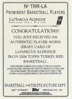 2006-07 Topps Turkey Red - Relics #TRR-LA LaMarcus Aldridge Back