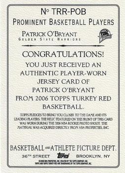 2006-07 Topps Turkey Red - Relics #TRR-POB Patrick O'Bryant Back