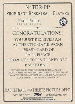 2006-07 Topps Turkey Red - Relics #TRR-PP Paul Pierce Back