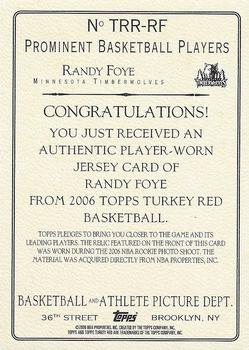 2006-07 Topps Turkey Red - Relics #TRR-RF Randy Foye Back