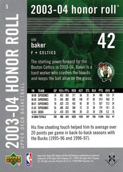 2003-04 Upper Deck Honor Roll #5 Vin Baker Back