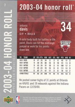 2003-04 Upper Deck Honor Roll #7 Antonio Davis Back