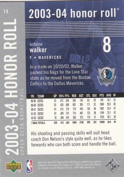 2003-04 Upper Deck Honor Roll #14 Antoine Walker Back