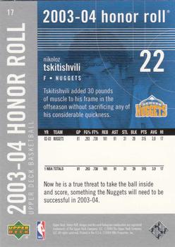 2003-04 Upper Deck Honor Roll #17 Nikoloz Tskitishvili Back