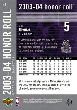 2003-04 Upper Deck Honor Roll #47 Tim Thomas Back