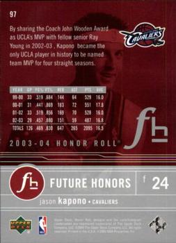 2003-04 Upper Deck Honor Roll #97 Jason Kapono Back