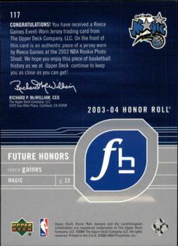 2003-04 Upper Deck Honor Roll #117 Reece Gaines Back
