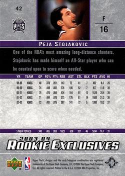 2003-04 Upper Deck Rookie Exclusives #42 Peja Stojakovic Back