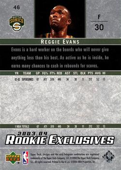 2003-04 Upper Deck Rookie Exclusives #46 Reggie Evans Back