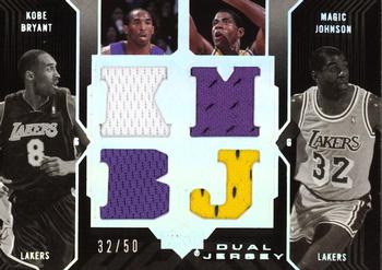 2006-07 UD Black - Jerseys Dual #DJ-BJ Kobe Bryant / Magic Johnson Front