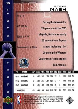 2003-04 Upper Deck Sweet Shot #15 Steve Nash Back