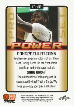 2021-22 Pro Set Power #BA-GB1 Gabe Brown Back