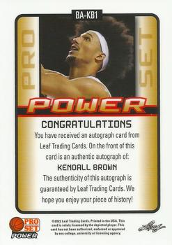 2021-22 Pro Set Power #BA-KB1 Kendall Brown Back