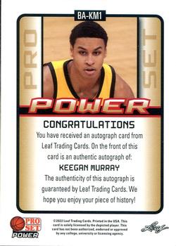 2021-22 Pro Set Power #BA-KM1 Keegan Murray Back