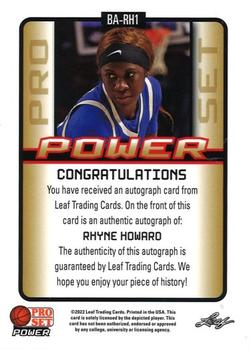 2021-22 Pro Set Power #BA-RH1 Rhyne Howard Back