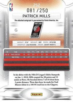 2009-10 Panini Season Update - Prestige Bonus Shots Signatures Black #252 Patrick Mills Back