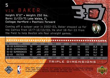 2003-04 Upper Deck Triple Dimensions #5 Vin Baker Back