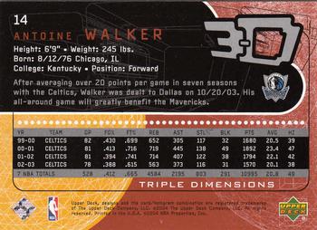 2003-04 Upper Deck Triple Dimensions #14 Antoine Walker Back