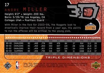2003-04 Upper Deck Triple Dimensions #17 Andre Miller Back