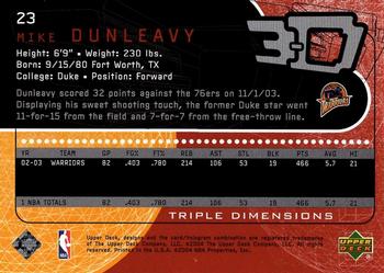 2003-04 Upper Deck Triple Dimensions #23 Mike Dunleavy Back