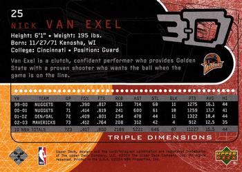 2003-04 Upper Deck Triple Dimensions #25 Nick Van Exel Back