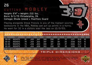 2003-04 Upper Deck Triple Dimensions #26 Cuttino Mobley Back