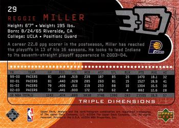 2003-04 Upper Deck Triple Dimensions #29 Reggie Miller Back