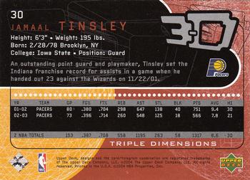 2003-04 Upper Deck Triple Dimensions #30 Jamaal Tinsley Back