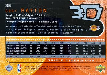 2003-04 Upper Deck Triple Dimensions #38 Gary Payton Back