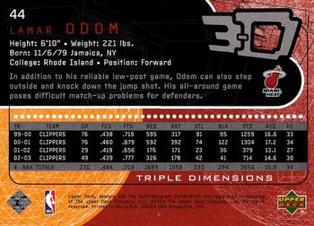 2003-04 Upper Deck Triple Dimensions #44 Lamar Odom Back