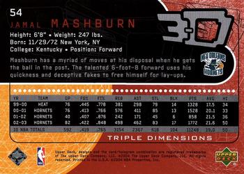 2003-04 Upper Deck Triple Dimensions #54 Jamal Mashburn Back