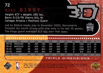 2003-04 Upper Deck Triple Dimensions #72 Mike Bibby Back