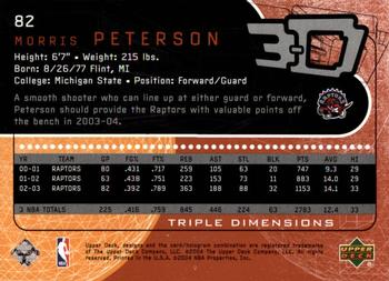 2003-04 Upper Deck Triple Dimensions #82 Morris Peterson Back